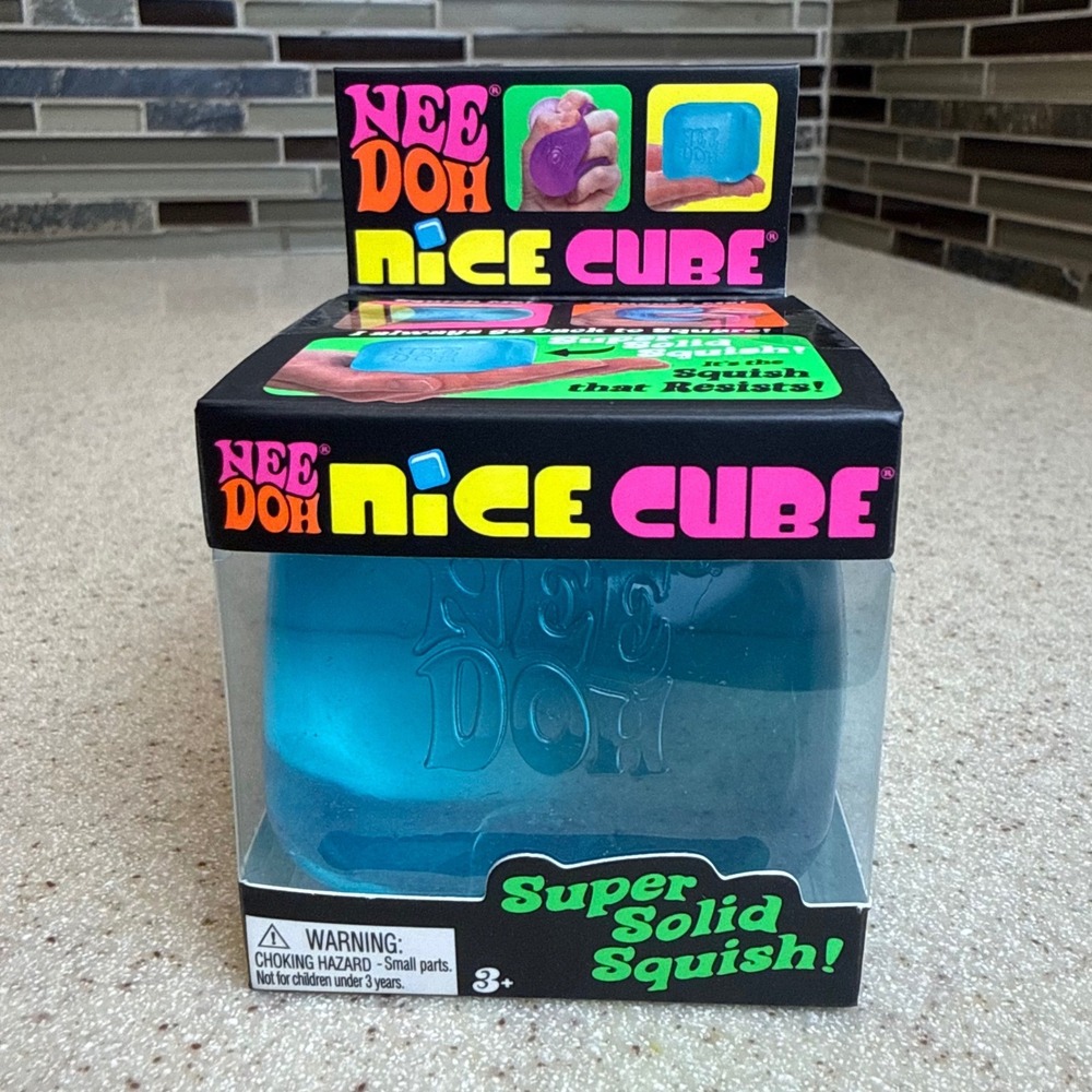 Authentic NeeDoh Nice Cube Blue Super Solid Squish Fidget Toy Schylling NIB